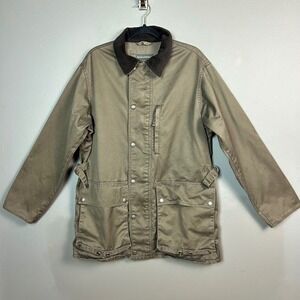 Banana Republic Field Jacket Men's Small Canvas Olive Green Corduroy Barn Chore